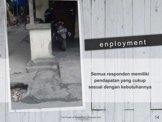 Semua responden memiliki
pendapatan yang cukup
sesuai dengan kebutuhannya
The Power of PowerPoint | thepopp.com 14
 