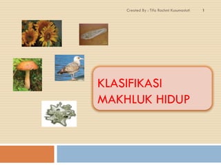 KLASIFIKASI
MAKHLUK HIDUP
Created By : Tifa Rachmi Kusumastuti 1
 