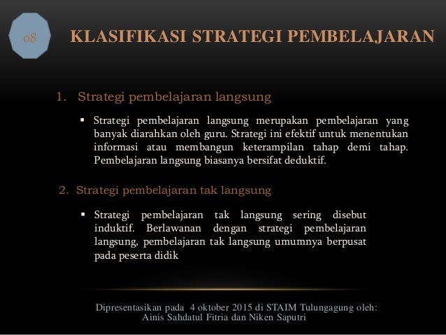 Ppt konsep dasar strategi pembelajaran dan teori belajar dalam