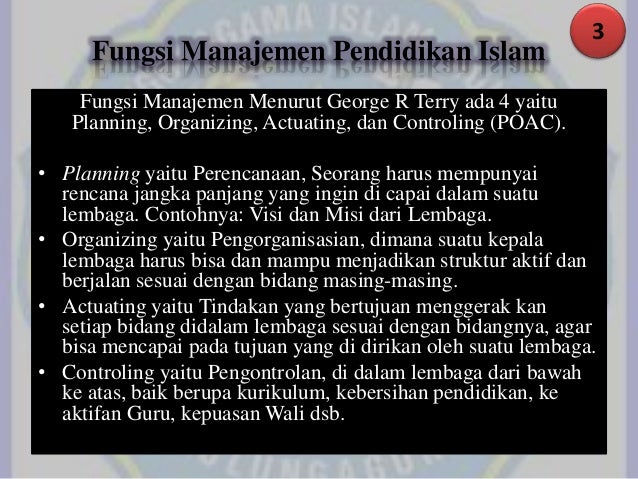Ppt Kosep Dan Fungsi Manajemen Pendidikan Islam
