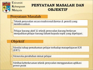 U niversiti K ebangsaan M alaysia PENYATAAN MASALAH DAN OBJEKTIF 
