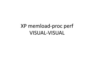 XP memload-proc perf
   VISUAL-VISUAL
 