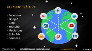 GERANDOTRÁFEGO
 Facebook
 Google
 Bing
 Youtube
 Media buy
 Solo Ads
 Banners
 