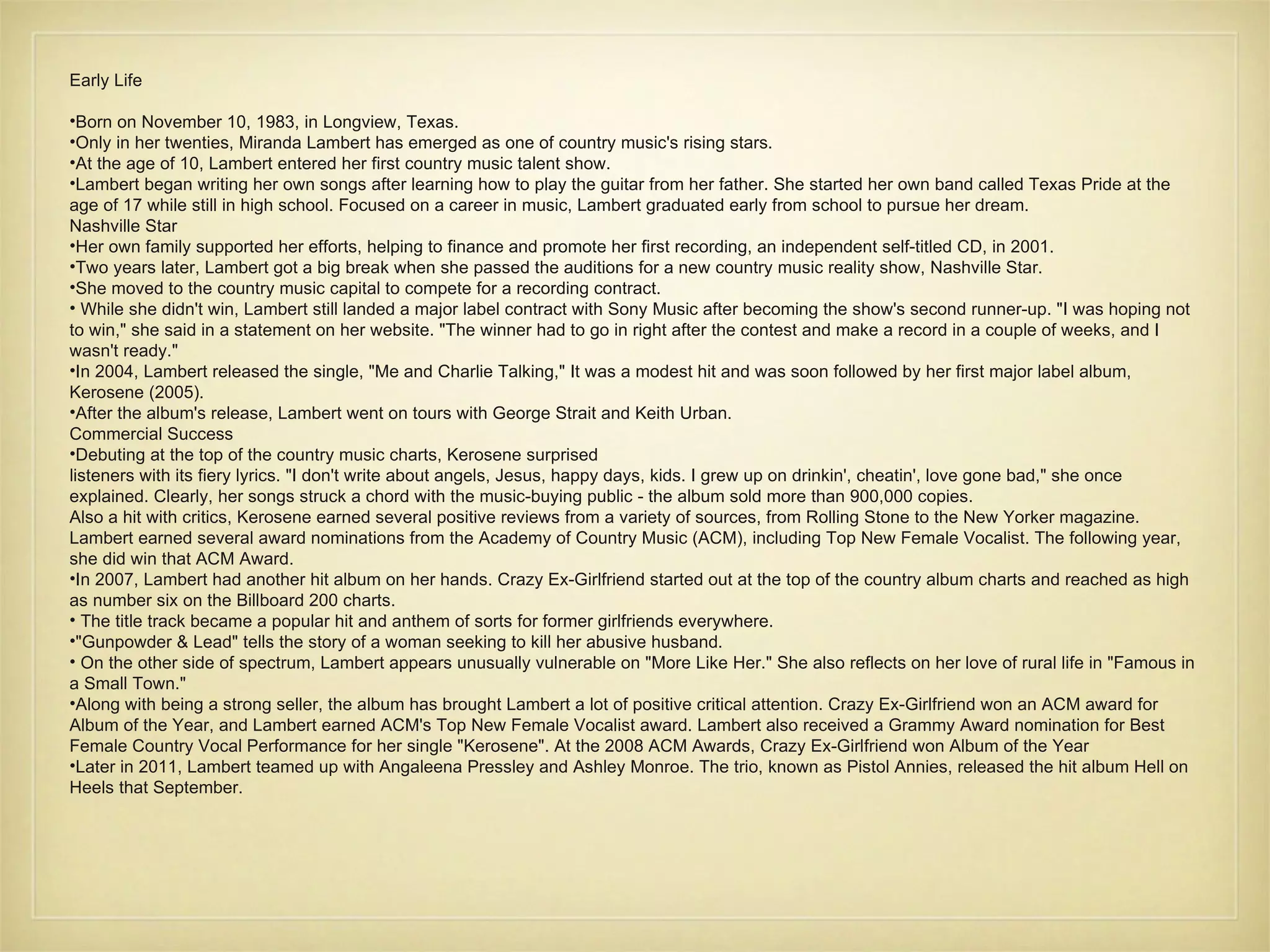 Miranda Lambert ppt | PPT