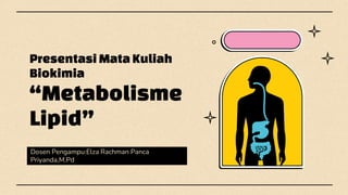 Presentasi Mata Kuliah
Biokimia
“Metabolisme
Lipid”
Dosen Pengampu:Elza Rachman Panca
Priyanda,M.Pd
 