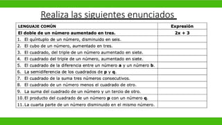 Realiza las siguientes enunciados
 