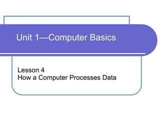 Lesson 4  How a Computer Processes Data Unit 1—Computer Basics 