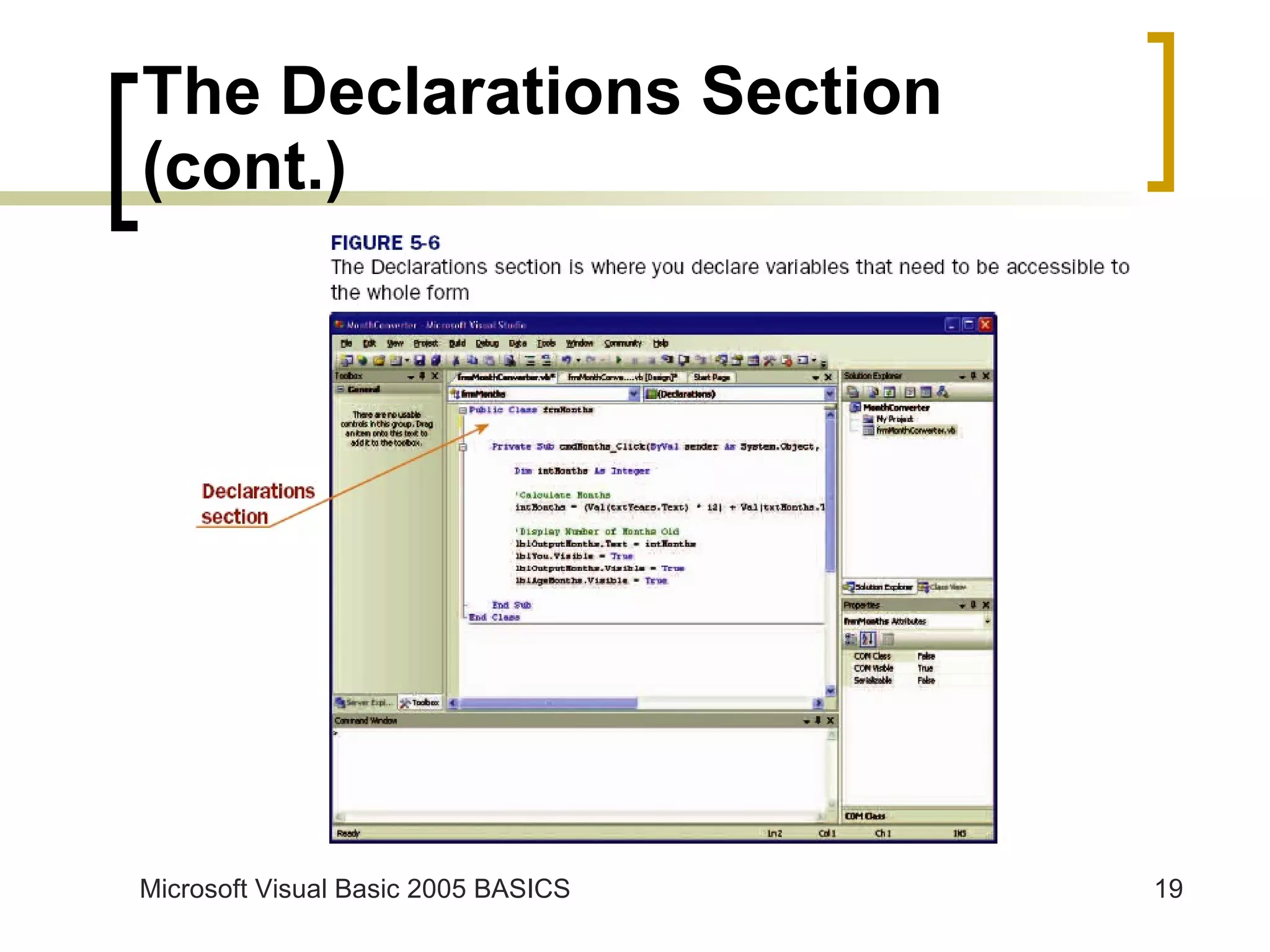 The Declarations Section (cont.) 