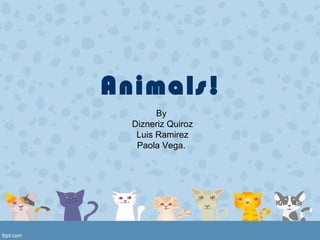 Animals! 
By 
Dizneriz Quiroz 
Luis Ramirez 
Paola Vega. 
 