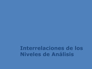 Interrelaciones de los
Niveles de Análisis
 