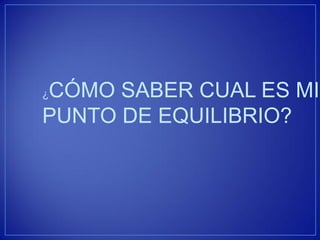 ¿CÓMO SABER CUAL ES MI PUNTO DE EQUILIBRIO?  