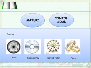 Roda Kepingan CD Komedi Putar Cincin
Gambar :
MATERI
CONTOH
SOAL
 