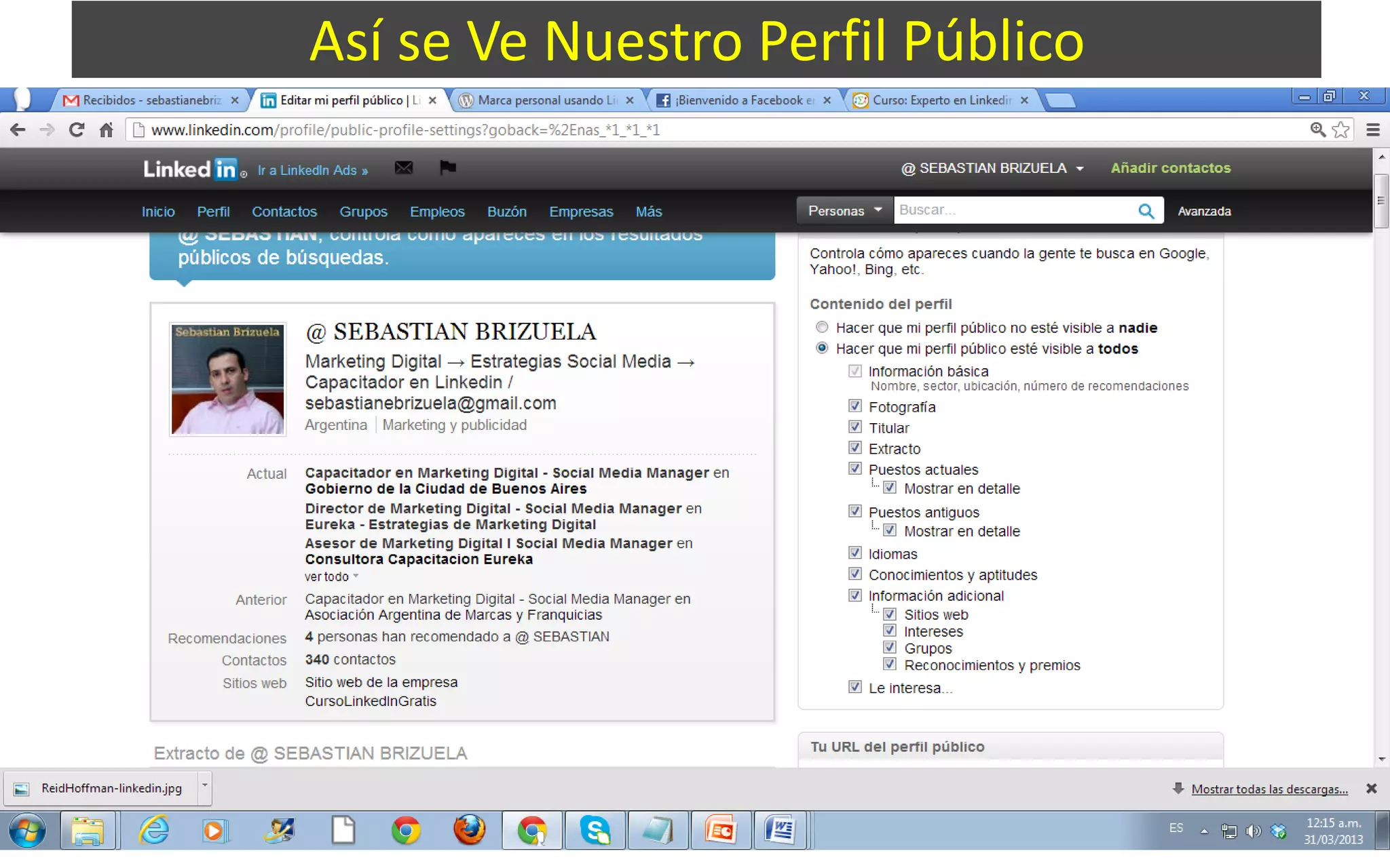 Así se Ve Nuestro Perfil Público
 