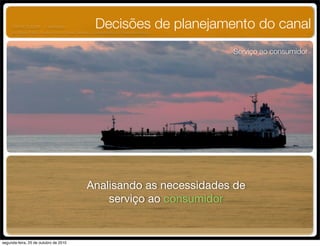 Decisões de planejamento do canal
Serviço ao consumidor
Analisando as necessidades de
serviço ao consumidor
UNIFACS ADM - 2 semestre
por Diogo Públio, Rodrigo Pinto, Rafael Cardoso, Juliana Machado, Paula Mendonça
UNIFACS ADM - 2 semestre
por Diogo Públio, Rodrigo Pinto, Rafael Cardoso, Juliana Machado, Paula Mendonça
segunda-feira, 25 de outubro de 2010
 