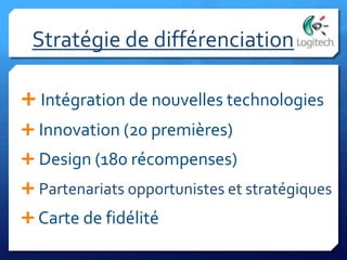 Stratégie de différenciation
 Intégration de nouvelles technologies
 Innovation (20 premières)
 Design (180 récompenses)
 Partenariats opportunistes et stratégiques
 Carte de fidélité
 
