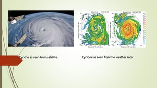 Cyclone as seen from satellite. Cyclone as seen from the weather radar
 