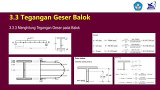 nbnbnbnb
3.3 Tegangan Geser Balok
3.3.3 Menghitung Tegangan Geser pada Balok
 