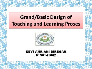 Grand/Basic Design of 
Toaching and Learning Proses 
DEVI ANRIANI SIREGAR 
8136141002 
 