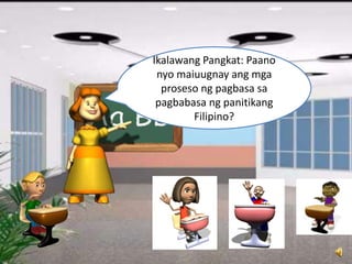 Ikalawang Pangkat: Paano
nyo maiuugnay ang mga
proseso ng pagbasa sa
pagbabasa ng panitikang
Filipino?
 