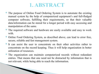 Online Food Ordering Web- Application using python | PPTX