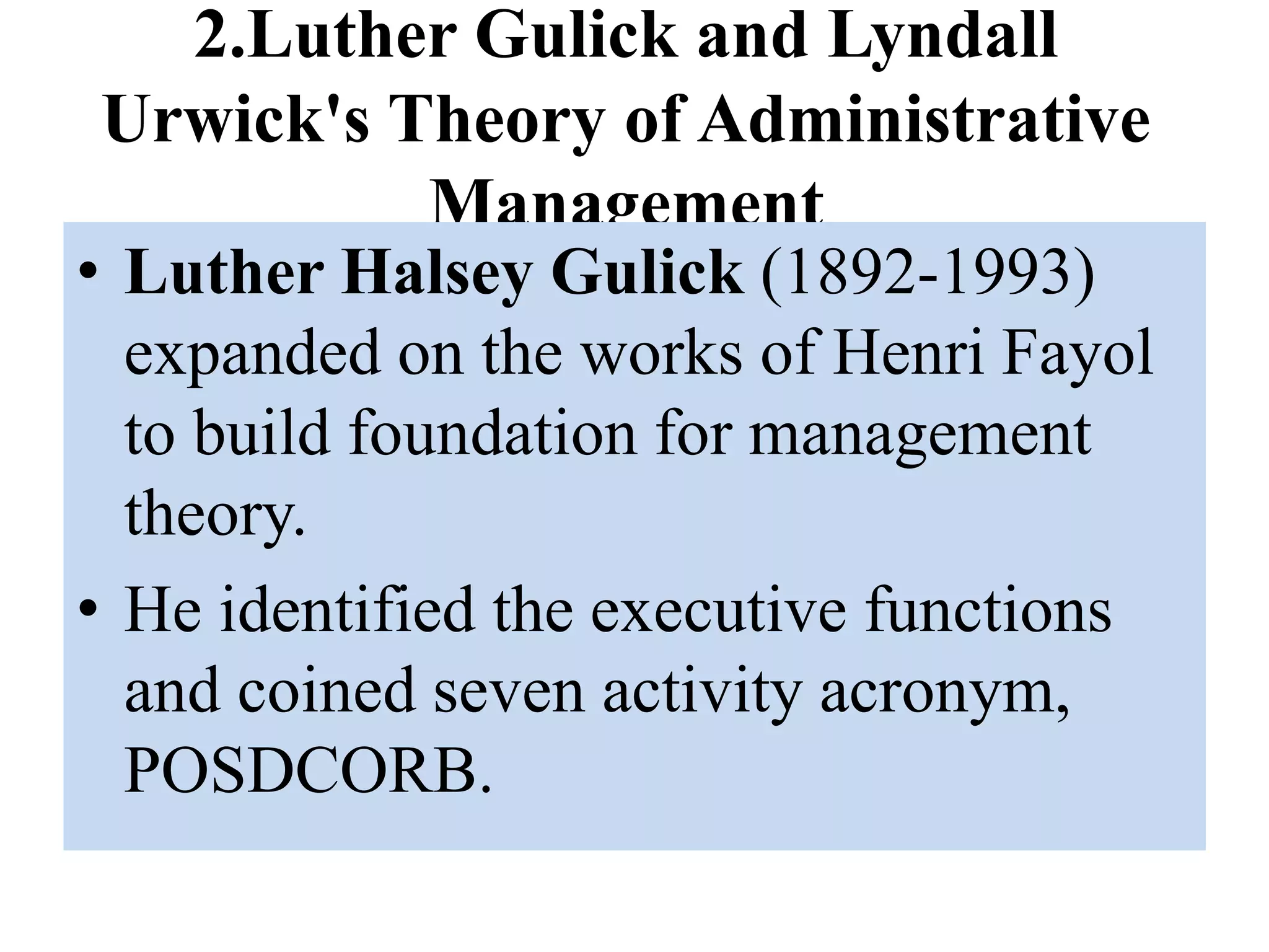 Urwick THEORIES AND MODELS OF MANAGEMENT | PPTX