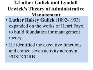 Urwick THEORIES AND MODELS OF MANAGEMENT | PPTX