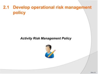 Activity Risk Management Policy
Slide 35
2.1 Develop operational risk management
policy
 