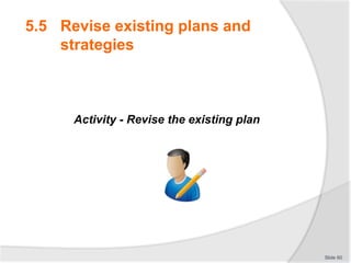 Activity - Revise the existing plan
Slide 60
5.5 Revise existing plans and
strategies
 
