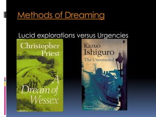 Methods of Dreaming
Lucid explorations versus Urgencies

 