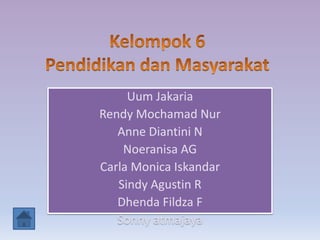 Uum Jakaria
Rendy Mochamad Nur
Anne Diantini N
Noeranisa AG
Carla Monica Iskandar
Sindy Agustin R
Dhenda Fildza F
Sonny atmajaya

 