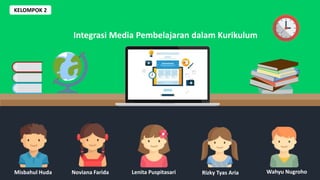 Integrasi Media Pembelajaran dalam Kurikulum
Misbahul Huda Noviana Farida Lenita Puspitasari Rizky Tyas Aria Wahyu Nugroho
KELOMPOK 2
 