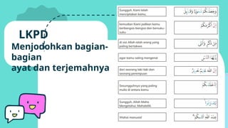 LKPD
Menjodohkan bagian-
bagian
ayat dan terjemahnya
 