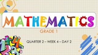 GRADE 1
QUARTER 2 – WEEK 4 – DAY 2
MATHEMATICS
 