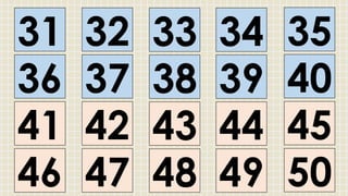 31
36
41
46
33
38
43
48
32
37
42
47
34
39
44
49
35
40
45
50
 