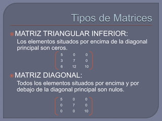 Matriz Diagonal Inferior matrices. operaciones con matrices, transpuesta de una matriz ...