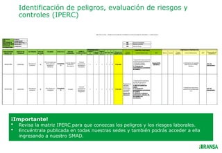 MATRIZ IDENTIFICACION DE PELIGROS EVALUACION DE RIESGOS Y CONTROLES | PPTX