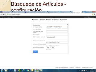 Búsqueda de Artículos -
configuración
 