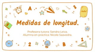 Medidas de longitud.
Profesora tutora: Sandra Leiva.
Alumna en práctica: Nicole Saavedra.
Hi!
Hello!
 