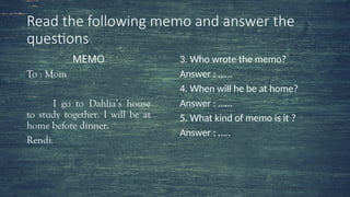 Studying memo, purpose, generic structure | PPTX