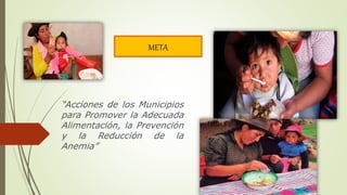 “Acciones de los Municipios
para Promover la Adecuada
Alimentación, la Prevención
y la Reducción de la
Anemia”
META
 