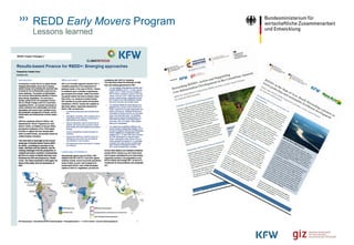 REDD Early Movers Program
Lessons learned
 