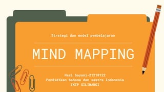 MIND MAPPING
Hasi bayani-21210122
Pendidikan bahasa dan sastra Indonesia
IKIP SILIWANGI
Strategi dan model pembelajaran
 
