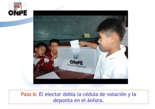 Paso 6: El elector dobla la cédula de votación y la
              deposita en el ánfora.
 