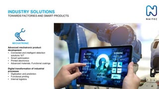 INDUSTRY SOLUTIONS
TOWARDS FACTORIES AND SMART PRODUCTS
Advanced mechatronic product
development
• Connected and intellige...