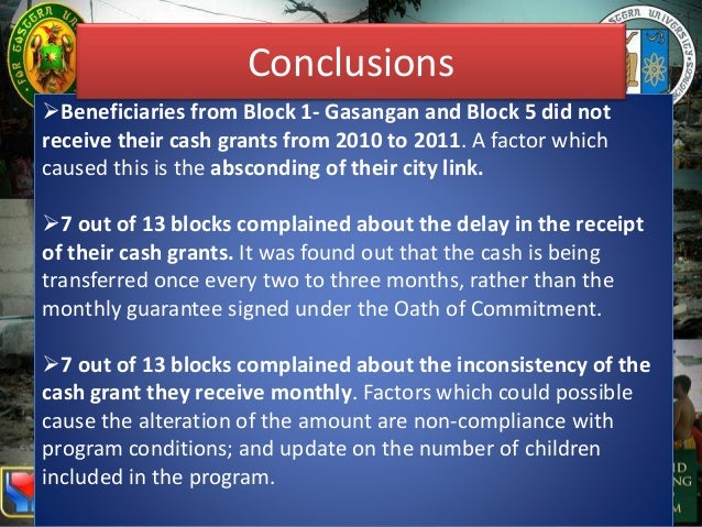 thesis on pantawid pilipino program Pantawid pamilyang pilipino program (pantawid pamilya) program had about 1 million beneficiary households, making the pantawid pamilya one of the largest social protection programs in. thesis on pantawid pilipino program Pantawid pamilyang pilipino program (pantawid pamilya) program had about 1 million beneficiary households, making the pantawid pamilya one of the largest social protection programs in.