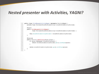   Nested presenter with Activities, YAGNI? www.arcbees.com 