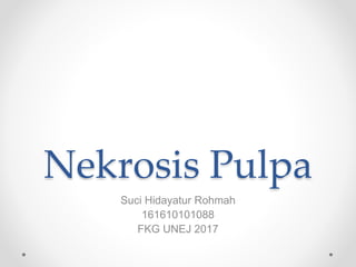Nekrosis Pulpa
Suci Hidayatur Rohmah
161610101088
FKG UNEJ 2017
 