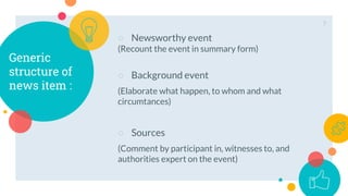 News Item definition, example of the text and exercise | PPTX
