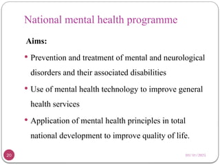 PPt NMHP.pptx on national mental health programme | PPTX