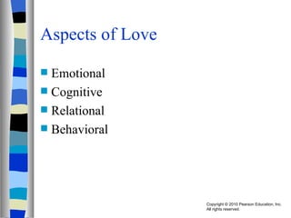 Aspects of Love Emotional Cognitive  Relational  Behavioral 